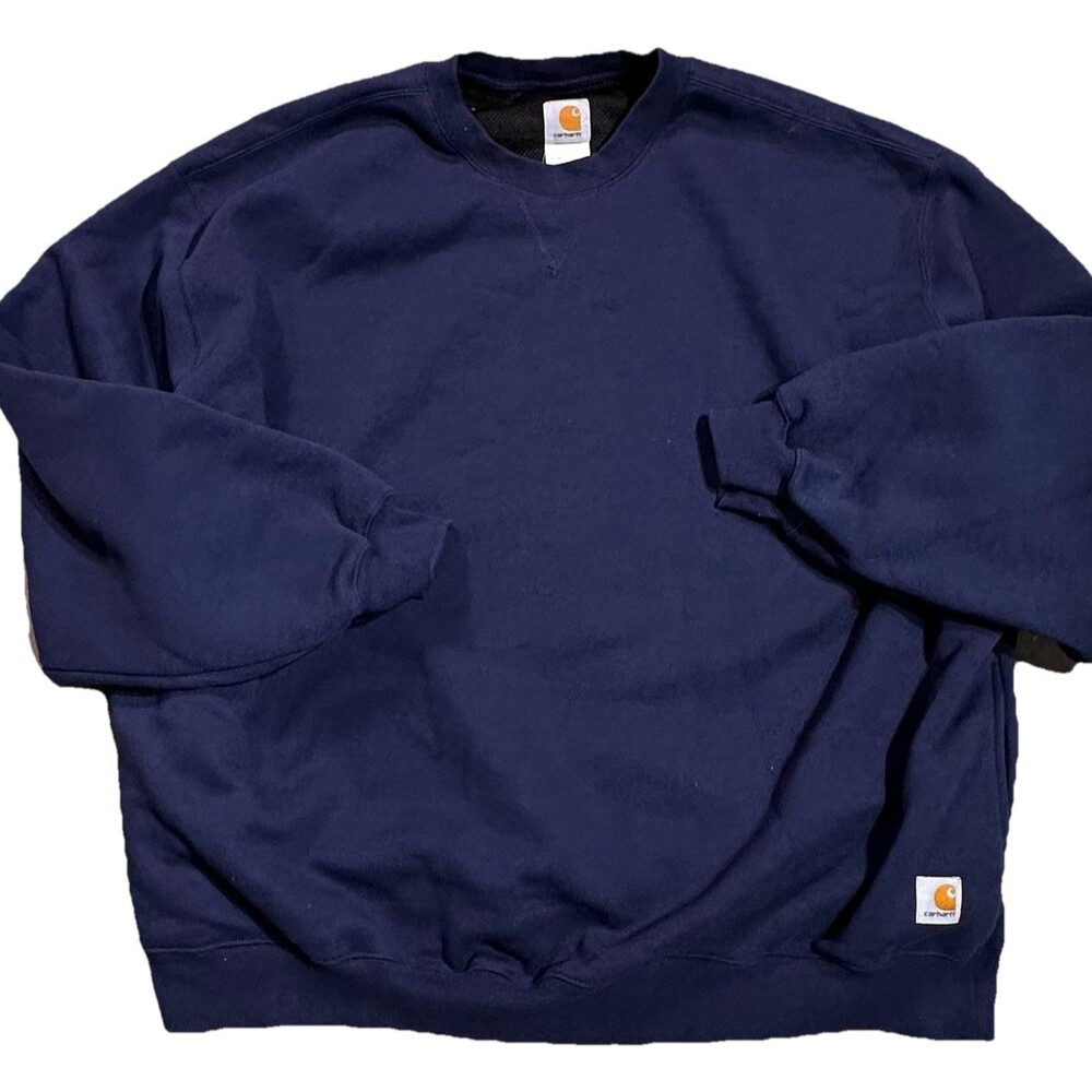 Carhartt Thermal Double Waffle Lined Mens Sz 4XL Crewneck Sweatshirt Navy Blue